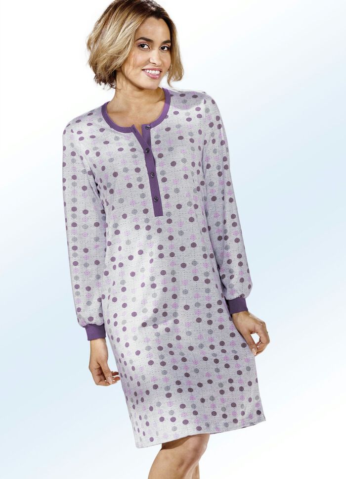 Twee-pack nachthemden, lange mouwen met knoopsluiting en manchetten 