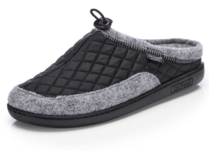 Pantoffels met elastisch trekkoord ZWART-GRIJS