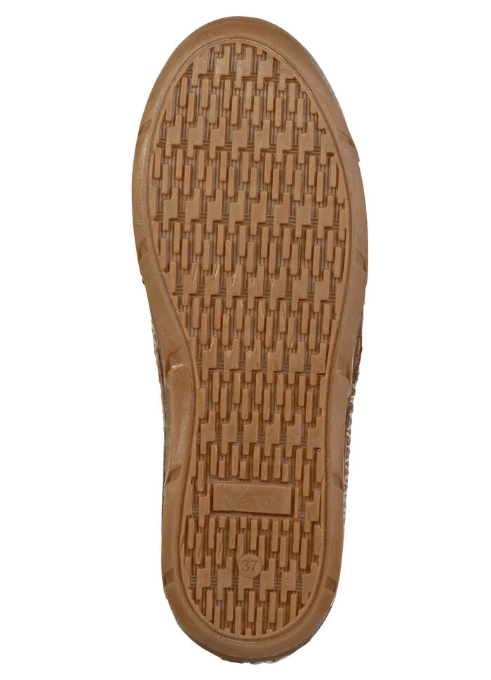 ELENA EDEN, zomerse damespantoffels, breedte G, gemaakt van leer BEIGE