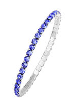 Elastische armband van roestvrij staal met blauwe kristallen 