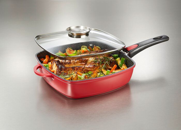 Rechthoekige pan "King" van gegoten aluminium ROOD