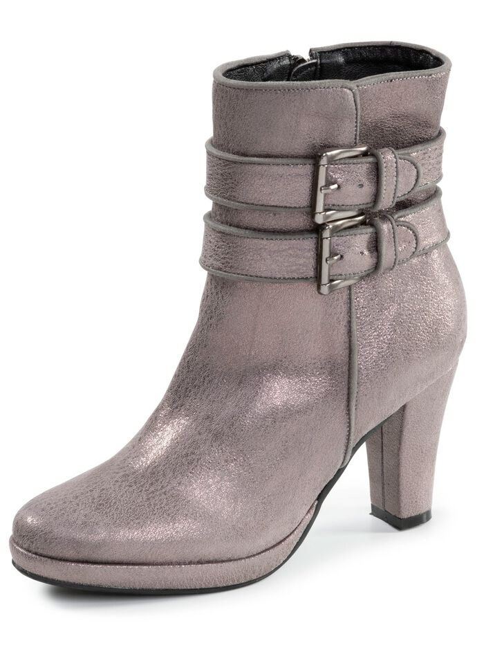 Andrea Conti, trendy dames enkellaarsjes, met rits OUD ZILVER