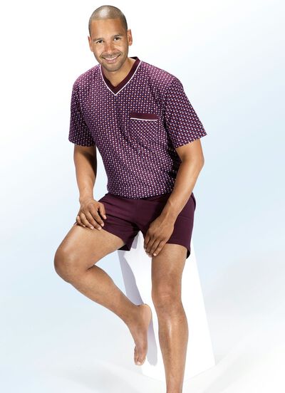 Shortama met V-hals en borstzakje 