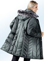 Korte jas met afneembare capuchon PIJNGROEN