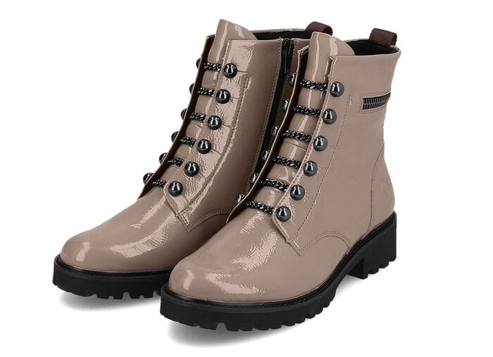 Remonte enkellaarsjes met trendy sierkettingen in veterlook TAUPE