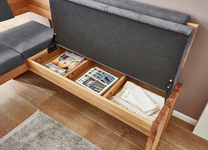 Hoekbankset met frame van massief, geolied eikenhout 