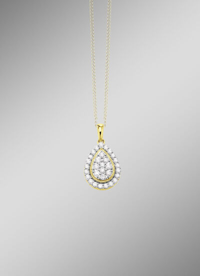 Druppelvormige hanger met diamanten 