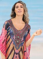 Laurina kaftan met strass steentjes, licht transparant 