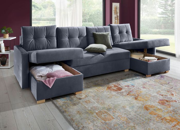 Comfortabele leefruimte met bedfunctie en 3 bedstedes ANTRACIET