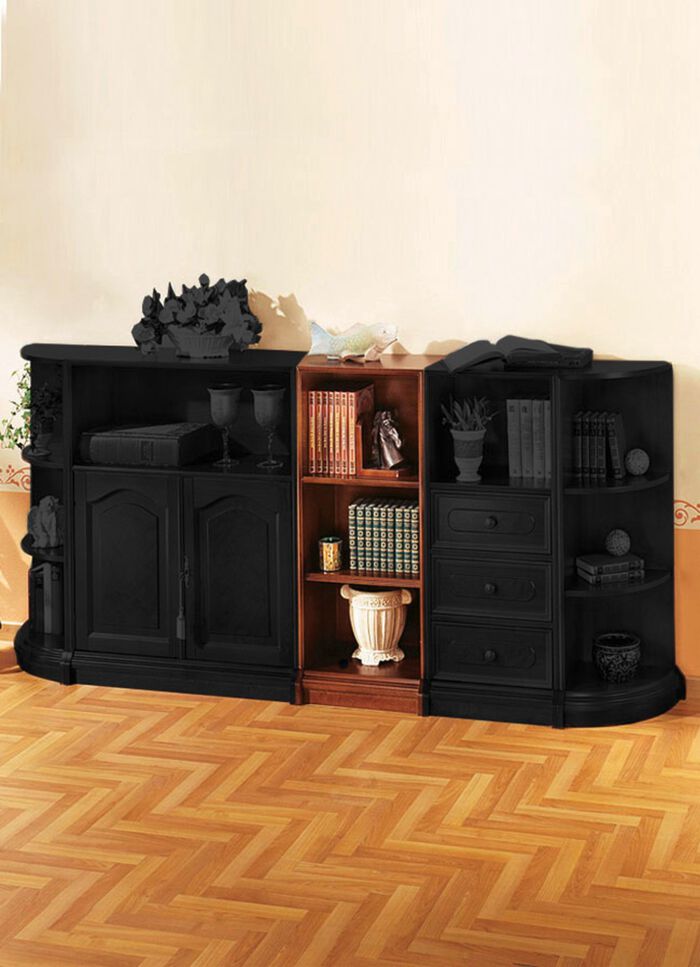 Gedeeltelijk massieve meubelserie met echt houtfineer NOTENBOOM