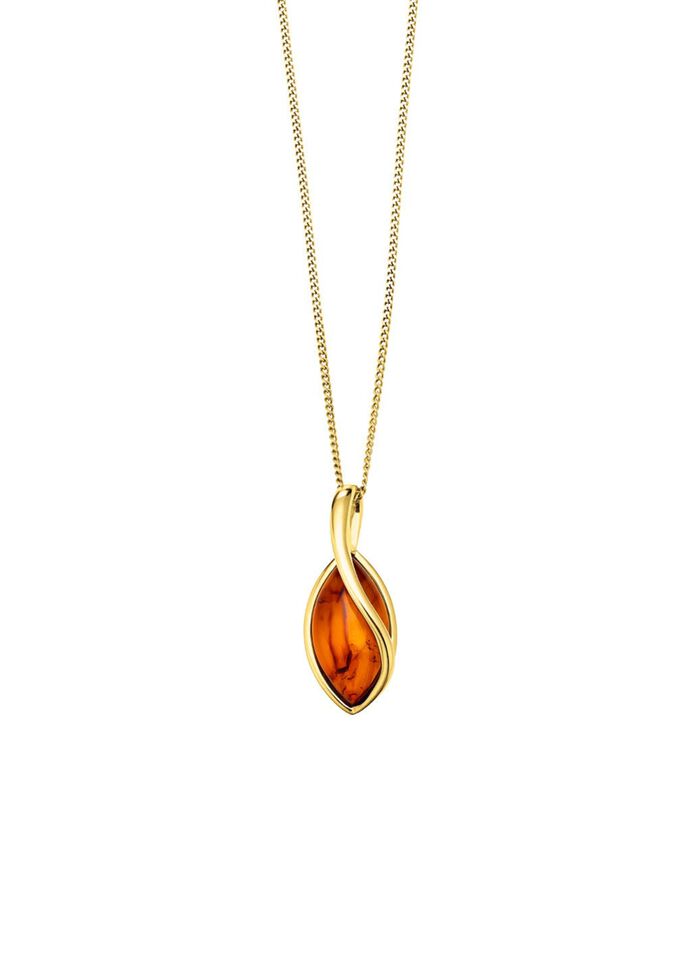 Vergulde hanger met echte barnsteen 