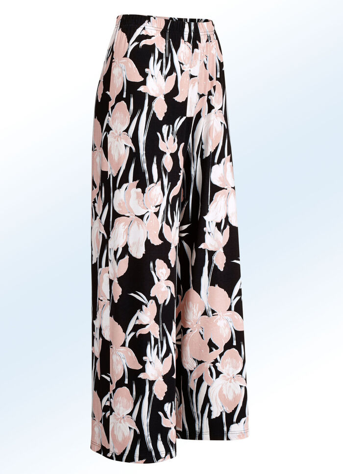 Culottes met briljant gekleurde inkjetprint ZWART-MEERKLEURIG