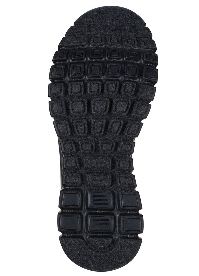 SKECHERS, klassieke damespantoffels, gemaakt van synthetisch en rekbaar breisel SCHWARZ