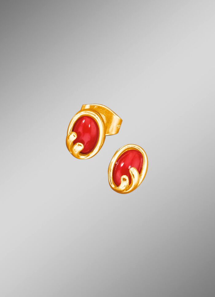 Oorknopjes met koraal 