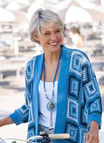 Trendy koordketting met koningsblauwe hanger 