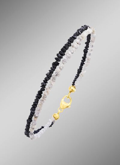 Verfijnde armband met ruwe diamanten in licht- en donkergrijs 