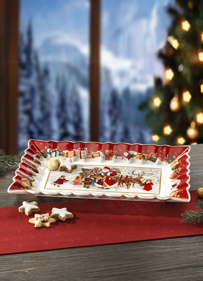 Serveerschaal met magisch kerstmanmotief 