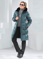 Korte donsjas met vaste capuchon SPARRENGROEN