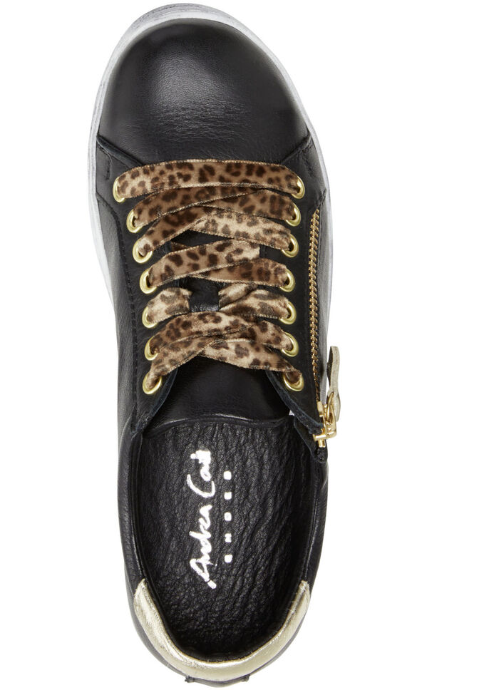 Andrea Conti sneakers met slimme contrasterende vetersluiting ZWART-GOUD