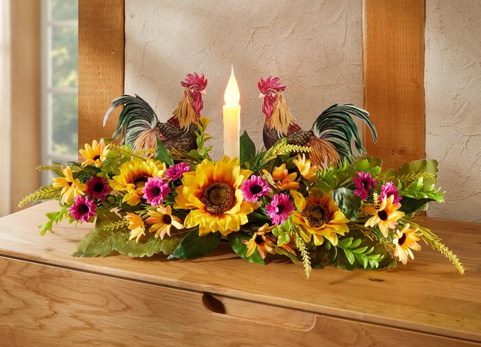 Tafelopstelling met LED-kaars 