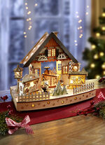 Verlichte houten decoratie met muziekmechanisme 