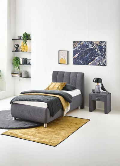 Een heerlijk comfortabel gestoffeerd bed 