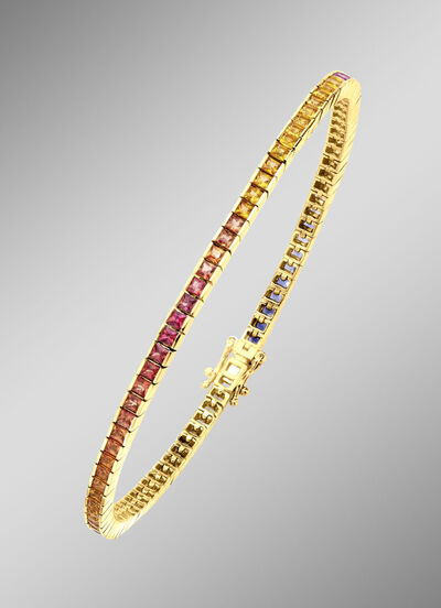 Hoogwaardige armband met echte saffieren in veelkleurig 