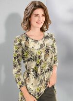 Fijngebreide trui ECRU-OLIJFGROEN