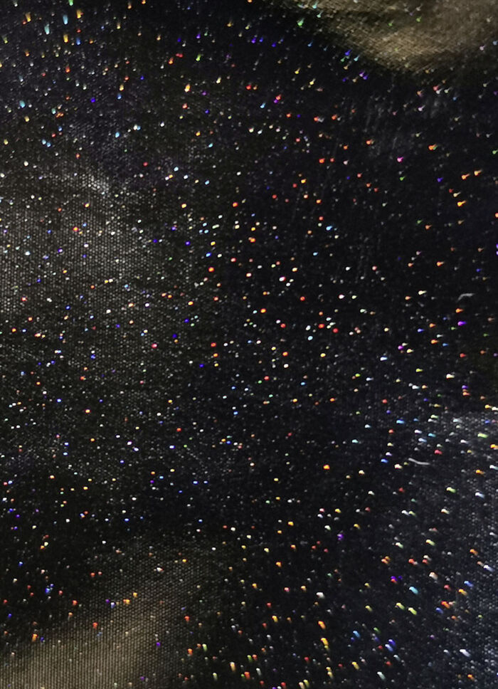 Functioneel jack in laklook met glittereffect 