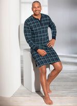 Nachthemd met knoopsluiting, mouwboorden en zijsplitten 