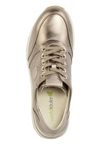 Sneakers met veters van generfd nappaleer BRONS