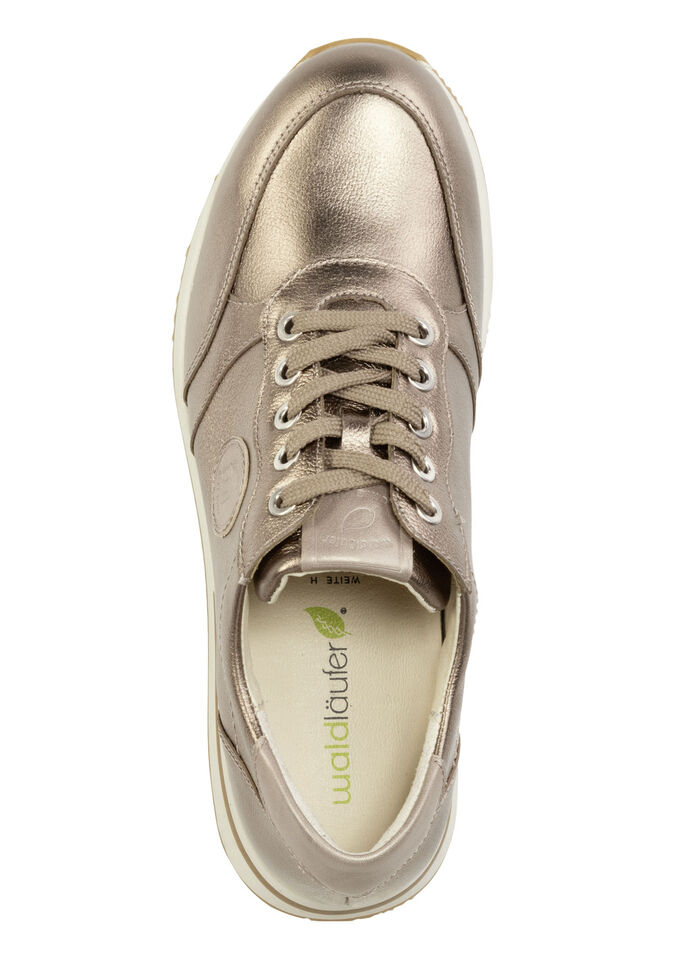 Sneakers met veters van generfd nappaleer BRONS