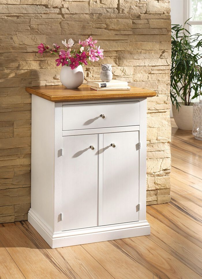 Ladekastserie met metalen en keramische handgrepen WIT-NATUUR