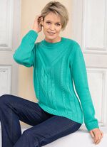 Trui met een gemengd structuurpatroon SMARAGDGROEN