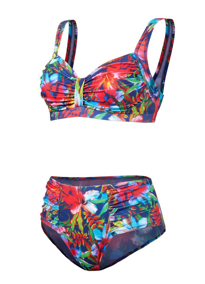 Bikini met uitneembare softcups, sierlussen en een allover-print 