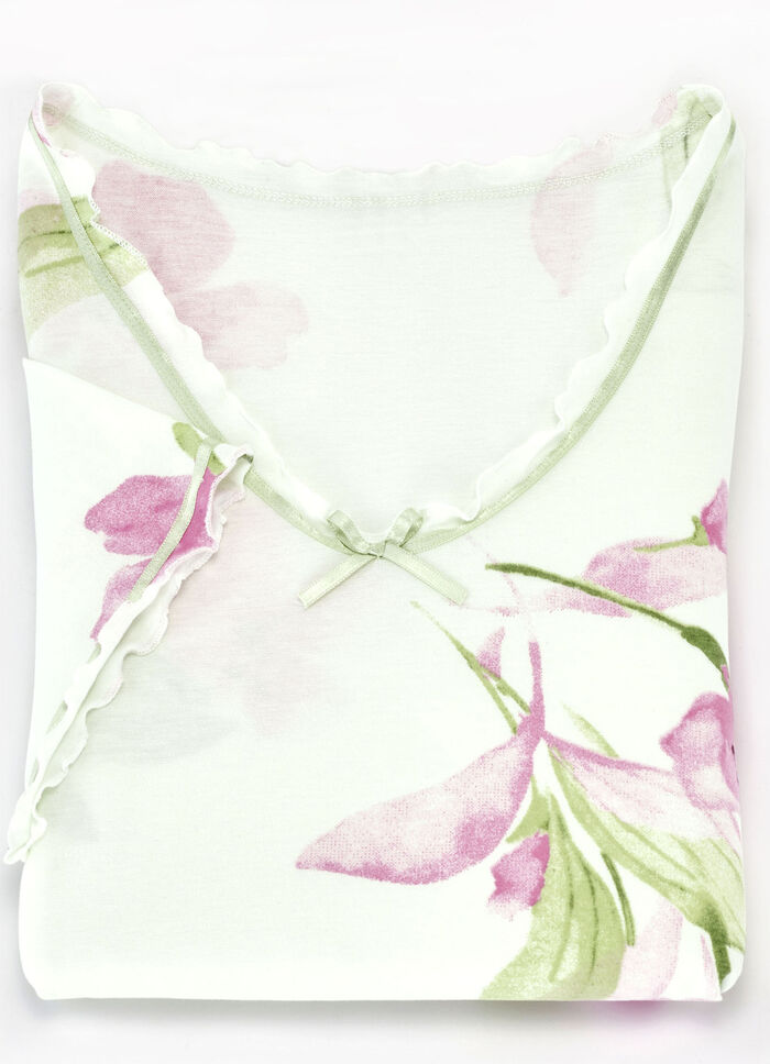 Nachtjapon, kuitlengte en gebogen uiteinden PASTELGROEN-ROZE