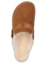 Gevoerde herenklompen met lamsvacht COGNAC