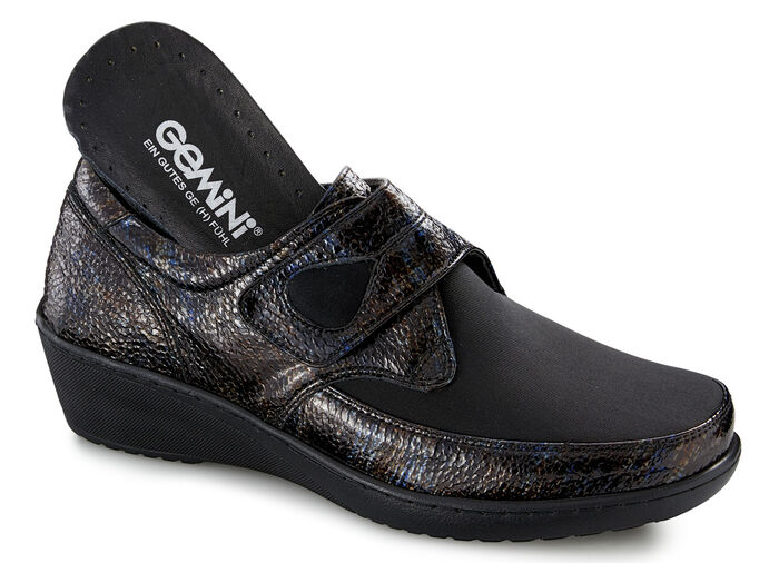Gemini pantoffels met stretchmateriaal in het balgedeelte ZWART
