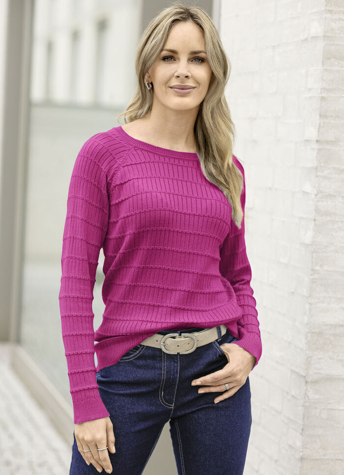 Trui in een mix van patronen FUCHSIA