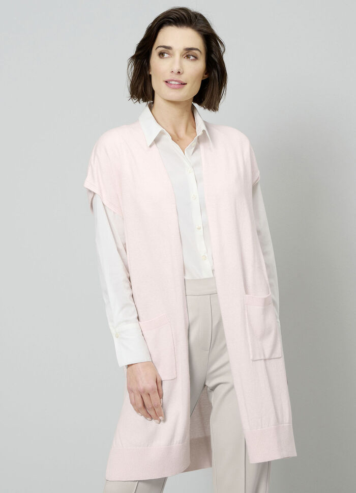 Lang kasjmier gebreid vest 