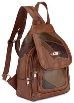 Edele rugzak in patchwork afwerking COGNAC