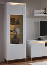 Vitrinekast met LED-verlichting en softclose WITGOUD