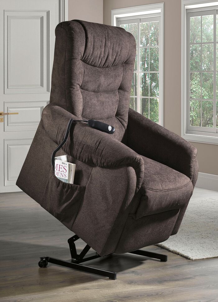 TV-fauteuil met wielen en veerkern DONKER BRUIN