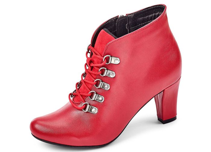 Enkellaarsjes met veters in vintage stijl ROOD