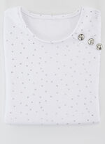 Shirt met sterrenprint all over in 2 kleuren WIT-ZILVERKLEURIG