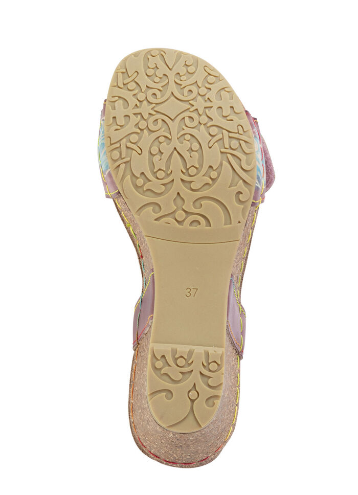 Laura Vita sandaal met bloemendecoratie BOURGONDIË-KLEURRIJK