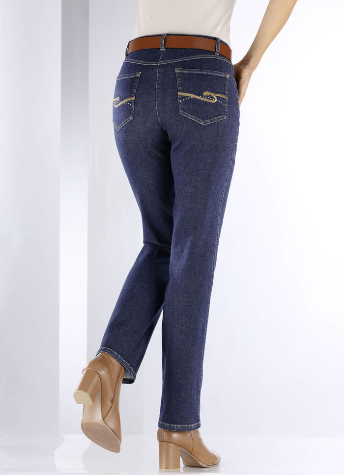 Jeans met 4 zakken DONKERBLAUW