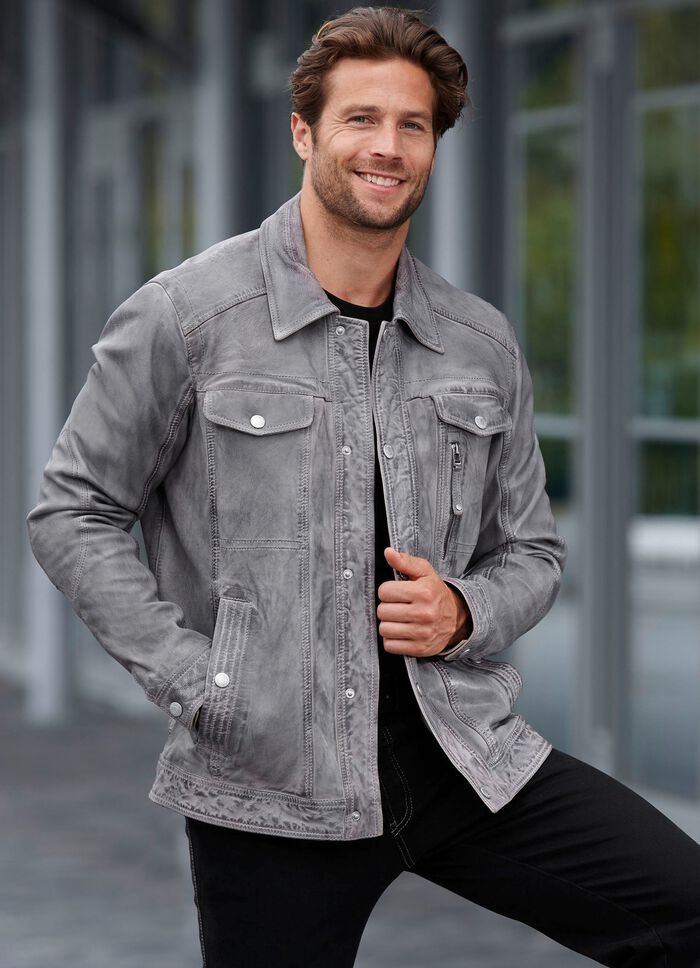 Leren kort jasje van &ldquo;Jilani&rdquo; 