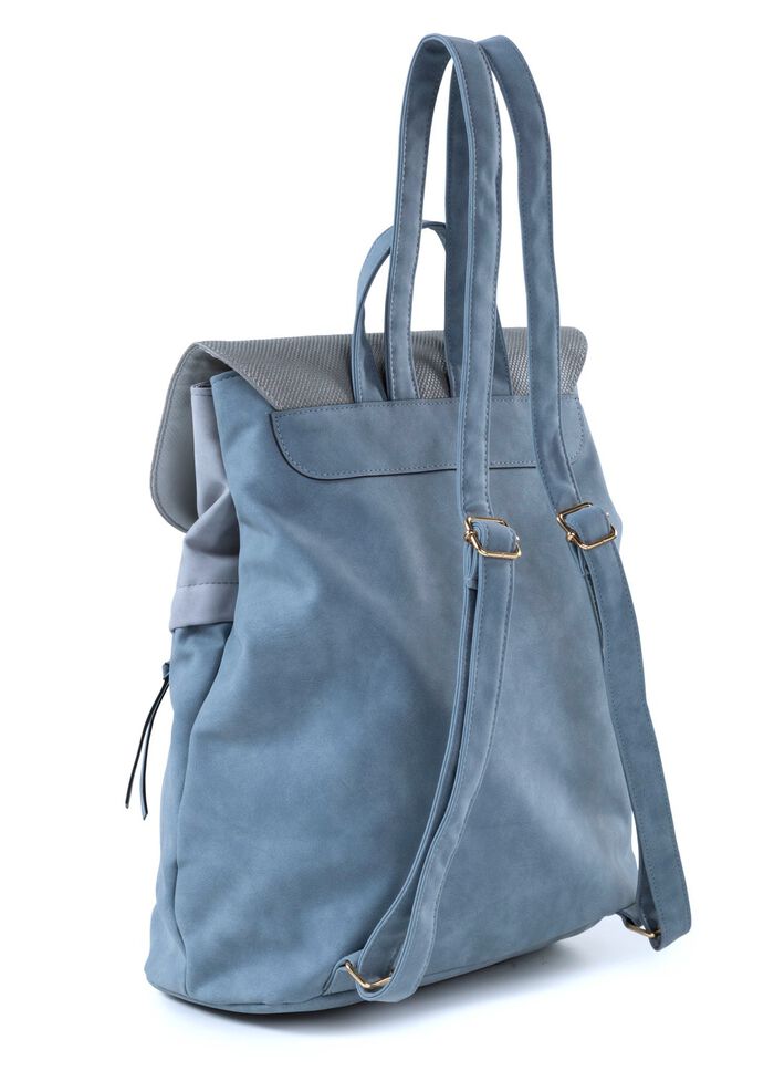 Rugzak met klep en draaisluiting JEANSGRIJS