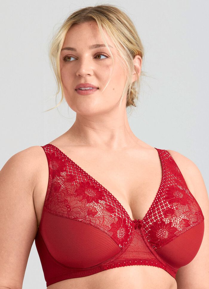 Miss Mary beugelbeha met elastische kanten bloemenprint ROT